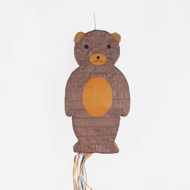 Piñata em forma de urso castanho com peek abre o olho