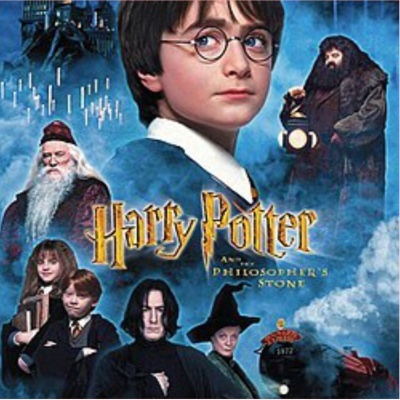 Cartaz do filme Harry Potter and the Philosopher's Stone com personagens principais