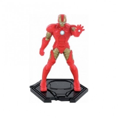 Figura de ação Homem de Ferro vermelho e dourado com base preta