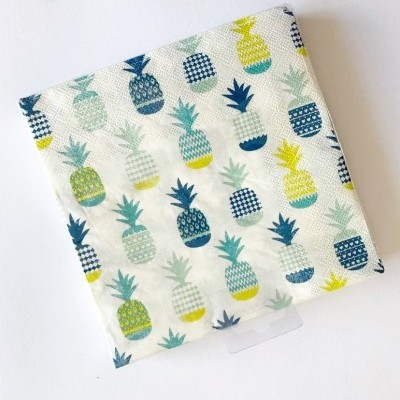Pano de cozinha com estampa de ananases coloridos