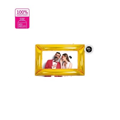 Moldura inflável dourada com casal do interior