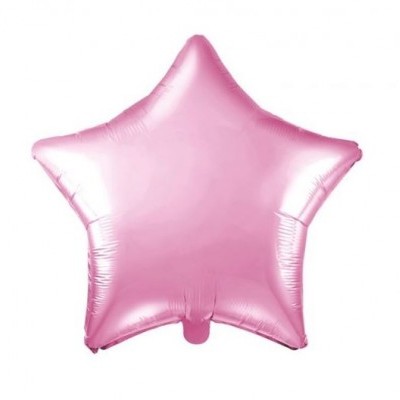 Balão estrela rosa metálico em fundo branco