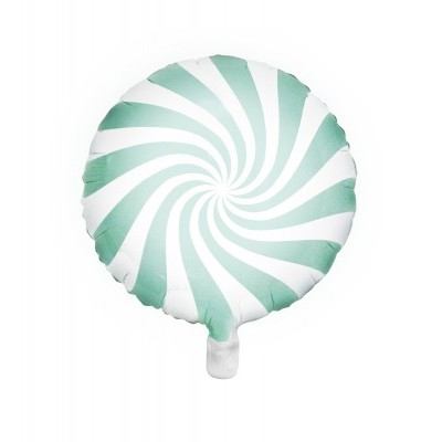 Balão metálico redondo com padrão espiral verde e branco