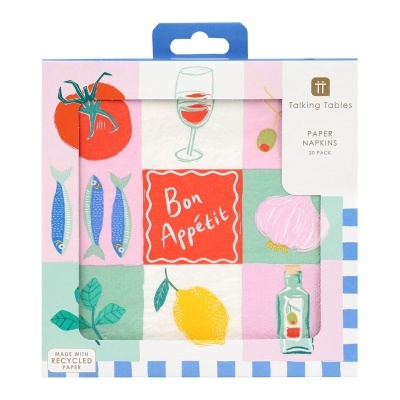 Guardanapos de papel decorativos Bon Appétit com várias ilustrações coloridas