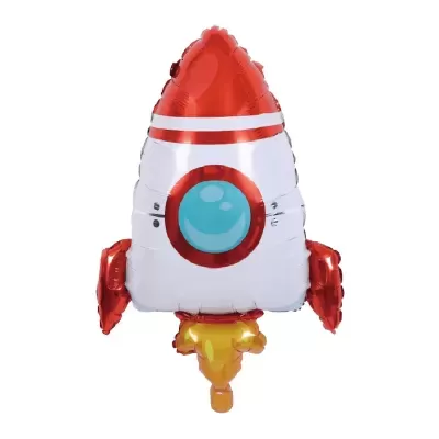 Balão metálico em forma de foguete colorido inflado