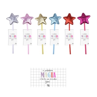 Conjunto de seis velas estrela brilhantes coloridas com etiquetas em fundo branco