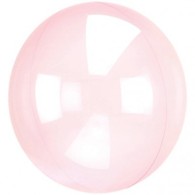 Bola de praia transparente rosa claro sobre fundo branco
