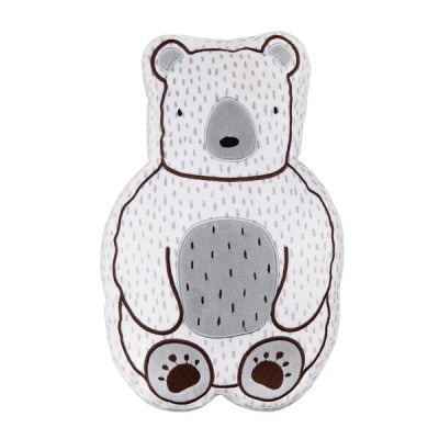 Almofada infantil em forma de urso branco e cinzento