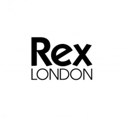 Logotipo com o texto 'Rex LONDON' em preto