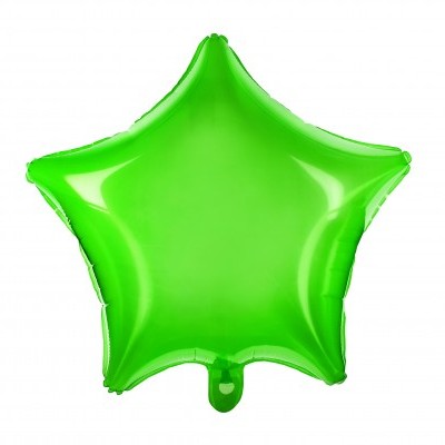 Balão estrela verde metálico brilhante em fundo branco