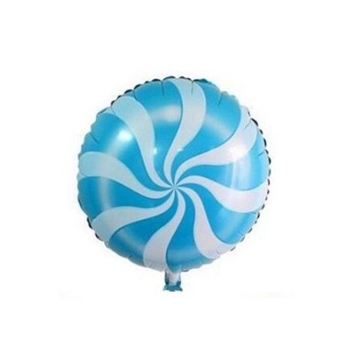 Balão redondo azul e branco com padrão em espiral