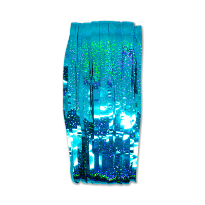 Franja decorativa brilhante azul e verde holográfica