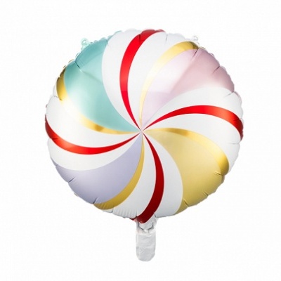Balão redondo com padrão espiral colorido tons pastéis