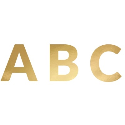 Letras douradas ABC em fundo branco