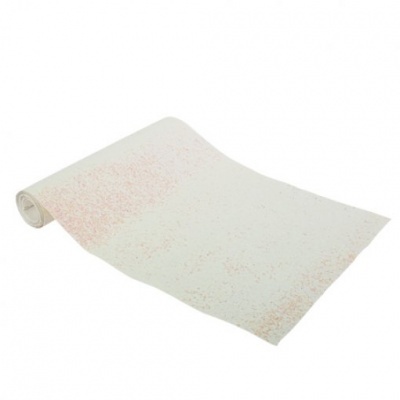 Tapete branco com padrão abstrato em tons beges e rosa