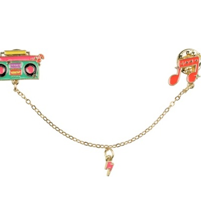 Alfinetes decorativos com corrente e pendente de raio dourado