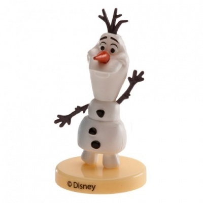 Figura do boneco Olaf da Disney sobre base amarela.