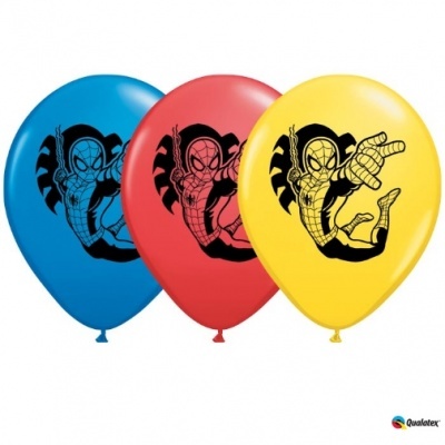 balões coloridos com desenho do Homem-Aranha