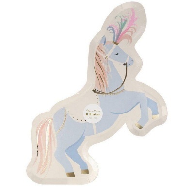 Adesivo em forma de unicórnio azul com crina rosa e detalhes coloridos