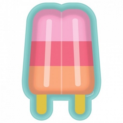 Prato em forma de gelado paleta colorido com duas pegas amarelas