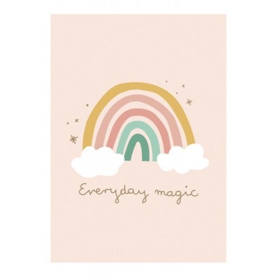 Cartaz com arco-íris colorido e texto 