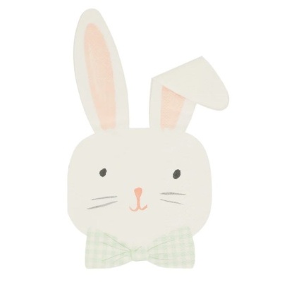 Decoração cabeça de coelho branco com gravata borboleta verde