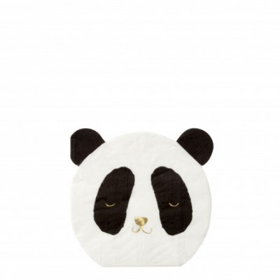 almofada redonda branca e preta em formato de cabeça de panda