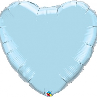 Balão metálico em forma de coração azul claro