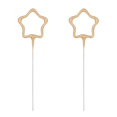 Duas velas de aniversário em forma de estrela dourada com haste branca