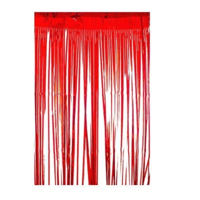 Cortina metálica vermelha de tiras finas