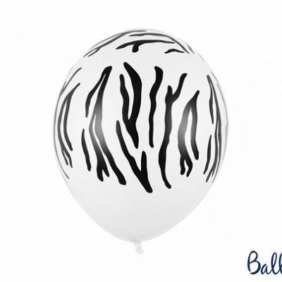 Balão branco com riscas pretas estilo zebra