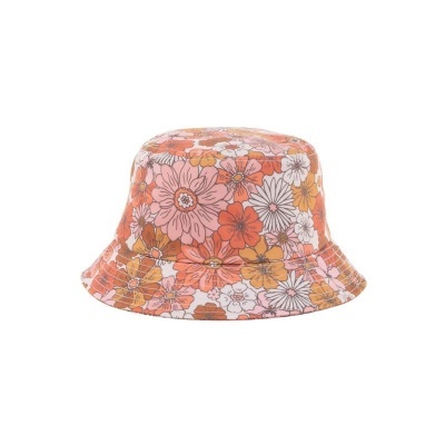 chapéu bucket floral tons laranja rosa branco amarelo