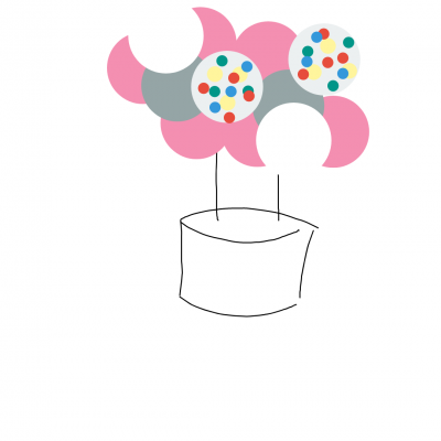 Balão de pensamento colorido com base branca desenhada à mão