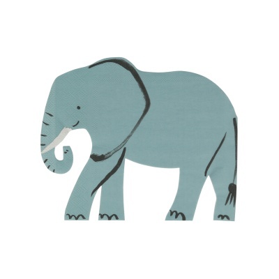 Desenho simples de elefante cinza azul com contornos pretos
