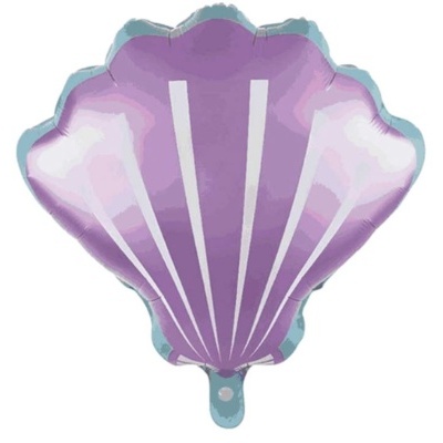 Balão metálico em formato de concha do mar lilás e roxo
