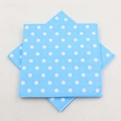 Lençóis azuis com bolinhas brancas