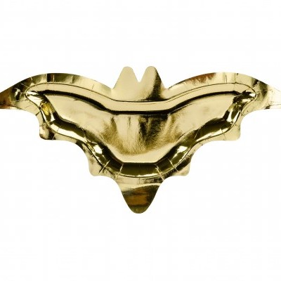 Prato decorativo dourado em forma de morcego