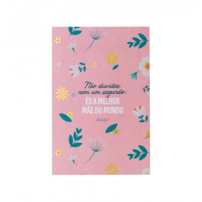 cartaz cor-de-rosa com flores e texto para o Dia da Mãe