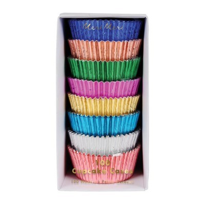 Caixa branca com 100 papéis coloridos metalizados para chocolate