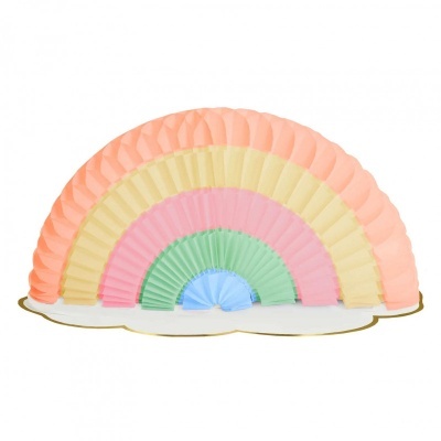 Ventoinha decorativa semicircular de papel em cores pastel