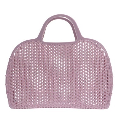 Saco de mão rosado de malha vazada