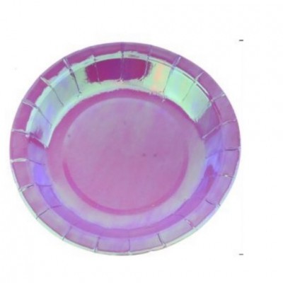 Prato descartável iridescente roxo