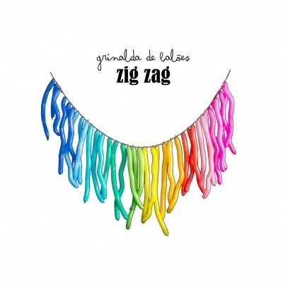 Grinalda de balões coloridos zig zag numa linha