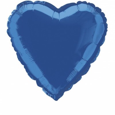 Balão metálico azul em forma de coração