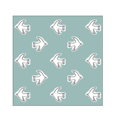 Padrão de pássaros brancos sobre fundo azul esverdeado