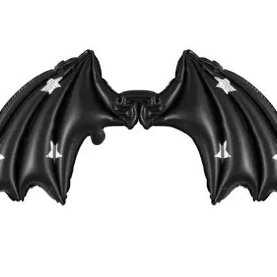 Asas insufláveis de morcego pretas com estrelas brancas