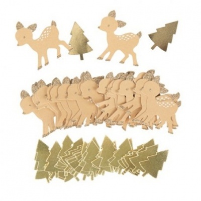 Formas de feltro de cervo e árvore de Natal em bege e verde