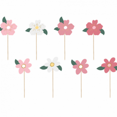 Flores decorativas em papel em pauzinhos de madeira