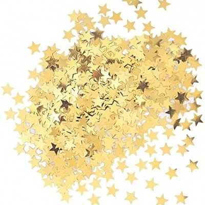 Estrelas douradas pequenas em papel metalizado