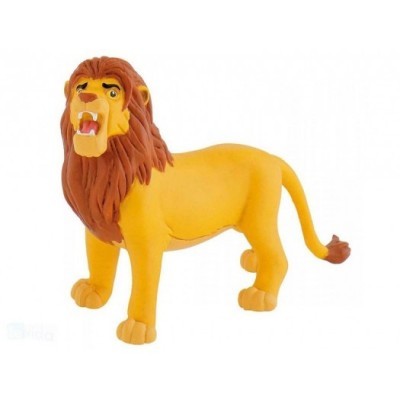 Figura de brinquedo leão amarelo com juba castanha